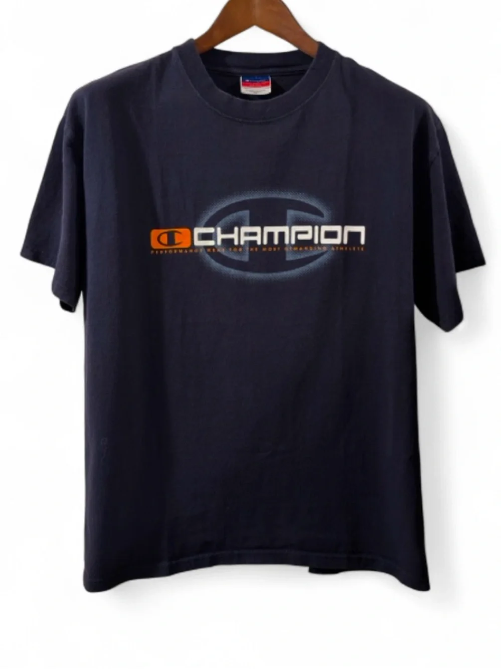 VTG Y2K Champion Navy Graphic T-Shirt Size Men’s Large